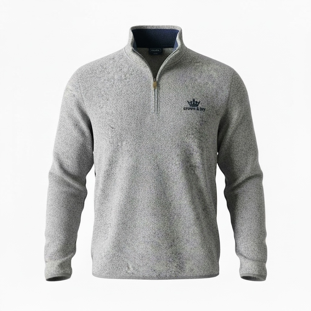 Crown & Ivy Men's Heather Gray Zip-Up Sweater